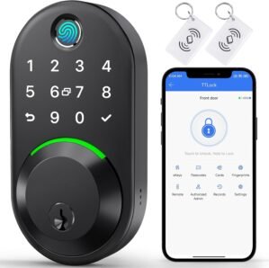 Keypad Smart Deadbolt Door Lock,Keyless Entry Door Lock,Fingerprint Door Lock for Front Door,Electronic Door Lock with Code,Digital Deadbolt with App Control