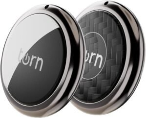 Airtag Item Finders Tracker Work for Apple Find My (iOS Only) APP GPS Tracker Tag for Dogs,Cats,Luggage, Keys, Backpack, Satchel Etc. (Carbon&White-2Pack)