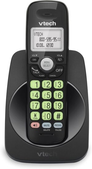 [New] VTech VG131-11 DECT 6.0 Cordless Phone – Bluetooth Connection, Blue-White Display, Big Buttons, Full Duplex, Caller ID, Easy Wall Mount, 1000ft Range (Black)