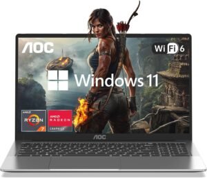 AOC Gaming Laptop, AMD Ryzen 7 5825U Processor(8C/16T), 16.1-inch FHD Display Laptop with 16GB RAM 2*DDR5, 512GB NVME SSD Laptop Computer, Support WiFi 6, 53Wh Battery, Backlit Keyboard,BT5.2,Type-C