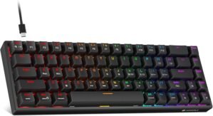 KOORUI 60% Mechanical Gaming Keyboard, Mixed Colors LED Backlit Ultra-Compact 68 Keys, Mini Wired Keyboard with Red Switch for Windows Laptop PC/Mac OS/Xbox