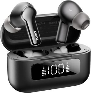 TOZO Hybrid Active Noise Cancelling Wireless Earbuds with 6 Mics AI Clear Call Ear Buds 55H Playtime with LED Display 32 Preset EQs via APP Bluetooth 5.3 IPX8 Waterproof in Ear Headphones