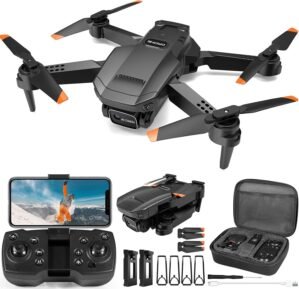 Drone with Camera 1080P HD for Kids Adults, Foldable FPV RC Quadcopter Mini Drone with 2 Batteries, Gesture Control, 90° Adjustable Lens, Headless Mode, Carrying Case, Altitude Hold, 3D Flip