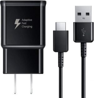 Adaptive Fast Charging Wall Charger and 5-Feet USB Type C Cable Kit Bundle Compatible with Samsung Galaxy S23/S22/S21/S20/S10/S9/S8/Note 20/Note 10/Note 9/Note 8 & Other Smartphones (Black) (1-Pack)