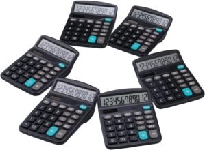 LICHAMP Desk Calculators with Big Buttons and Large Display, Office Desktop Calculator Basic 12 Digit with Solar Power and AA Battery (Included), 6 Bulk Pack