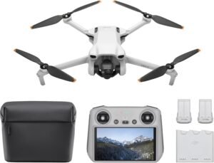 DJI Mini 3 Fly More Combo (DJI RC), Drones with Camera for Adults 4K, 3 Batteries for 114-min Flight Time, Vertical Shooting, 32800ft (10km) Video Transmission, Lightweight Mini Drone for Beginners