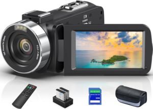 8K 64MP Camcorder Video Camera 18X Digital Zoom YouTube Vlogging Camera Webcam IR Night Vision WiFi 3.0”Touch Screen Camcorders with Microphone, 32G SD Card, Remote Control