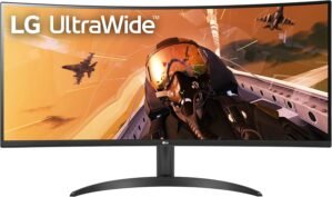 LG 34WP60C-B 34-Inch 21:9 Curved UltraWide QHD (3440×1440) Gaming Computer Monitor with 160Hz sRGB 99% Color Gamut and HDR 10, AMD FreeSync Premium and 3-Side Virtually Borderless Screen Tilt,Black