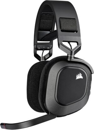 CORSAIR HS80 RGB WIRELESS Multiplatform Gaming Headset – Dolby Atmos – Lightweight Comfort Design – Broadcast Quality Microphone – iCUE Compatible – PC, Mac, PS5, PS4 – Black