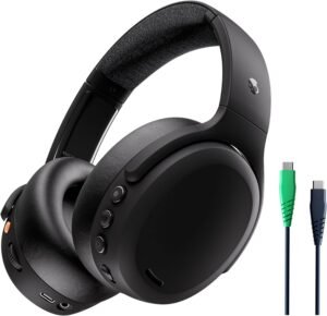 Skullcandy Crusher ANC 2 Over-Ear Noise Canceling Wireless Headphones with Sensory Bass and Charging Cable, 50 Hr Battery, Skull-iQ, Alexa Enabled, Microphone, Works with Bluetooth Devices – Black