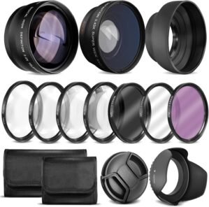 Ultra Deluxe Lens Kit for Canon Rebel T3, T5, T5i, T6, T6i, T7i, EOS 80D, EOS 77D Cameras with Canon EF-S 18-55mm is II STM Lens – Includes: 7pc 58mm Filter Set + 58mm Wide Angle and Telephoto Lens