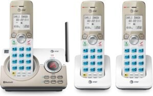 AT&T DL72319 DECT 6.0 3-Handset Cordless Phone for Home with Connect to Cell, Call Blocking, 1.8″ Backlit Screen, Big Buttons, intercom, and Unsurpassed Range