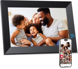 FRAMEO 10inch Digital Picture Frame WiFi Smart Photo Frame Electronic Digital Picture Frames Load from Phone1280x800 HD IPS Touch Screen,Automatic/Slideshow/Share Videos Via Frameo APP