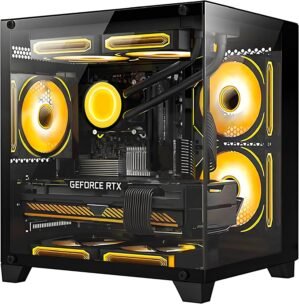 Gaming PC Desktop -AMD Ryzen 7 5700X 3.4 GHz-RTX 4060 8GB-32GB DDR4 RAM-1TB M.2 SSD-240 Liquid Cooler -WiFi & Bluetooth -RGB Fans-Windows 11 Pro Computer-Black
