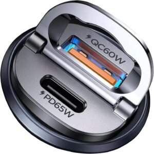 【Upgraded】 125W USB C Car Charger Super Fast Charging for iPhone 16, [PD65W & QC60W][All Metal] MRGLAS Cigarette Lighter Car Charger,Dual Port for iPhone 16 15 Pro iPad Samsung S25 S24 MacBook-Black