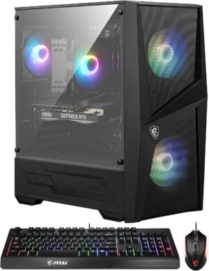 MSI Codex R Gaming Desktop: Intel Core i5-13400F, RTX 4060, 32GB DDR5, 2TB M.2 NVMe Gen3, RGB Fan Cooling, 650W 80+ Gold, Keyboard & Mouse, DIY Friendly, Windows 11 Pro: 13NUC5-068US,Black