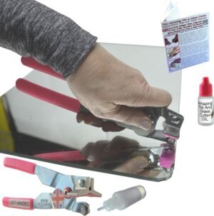 Glass Cutter For Thick Mirror or Mirror Tile Left-Handed 2 Tools in 1 Mirror Cutting Tool and Mirror Breaking Tool Easy To Use Glass Cutter For Mirror, Videos and Instructions How To Cut Large Mirrors
