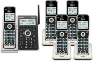 AT&T BL3107-5 5-Handset DECT 6.0 Cordless Home Phone with Bluetooth, Answering System, Smart Call Blocker, Extended Range,2″ Backlit Screen, Lighted Keypad with Big Buttons, Caller ID & Call logs