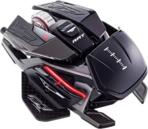 Mad Catz The Authentic R.A.T. PRO X3 wired Gaming Mouse – 16000DPI – 3 Scroll Wheel Ring Options – With extra accessories – On-board memory for 10 user profiles – Carbon Fiber Thumb Rests, Black