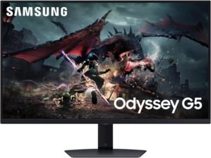 SAMSUNG 32-Inch Odyssey G50D Series QHD Fast IPS G-Sync Compatible Gaming Monitor, 1ms, VESA DisplayHDR 400, 180Hz, AMD FreeSync, Adjustable Stand, Eye Saver Mode, LS32DG502ENXZA, 2024