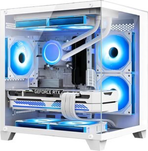 Gaming PC Desktop -AMD Ryzen 7 5700X 3.4 GHz-RTX 4060 8GB-32GB DDR4 RAM-1TB M.2 SSD-240 Liquid Cooler -WiFi & Bluetooth -RGB Fans-Windows 11 Pro Computer-White