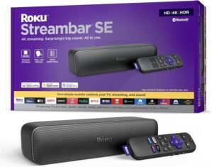 Roku Streambar SE | 2-in-1 TV Soundbar with Built-in 4K/HD/HDR Streaming, Premium Speakers, & Enhanced Speech Clarity for Crisp, Clear Dialogue – Quick Guided Simple Setup